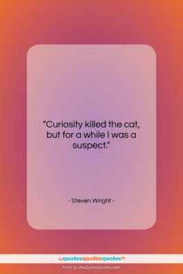 Steven Wright quote: “Curiosity killed the cat, but for a…”- at QuotesQuotesQuotes.com