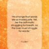 T. S. Eliot quote: “It’s strange that words are so inadequate….”- at QuotesQuotesQuotes.com