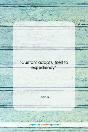 Tacitus quote: “Custom adapts itself to expediency….”- at QuotesQuotesQuotes.com