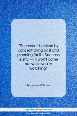 Tennessee Williams quote: “Success is blocked by concentrating on it…”- at QuotesQuotesQuotes.com