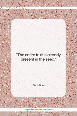 Tertullian quote: “The entire fruit is already present in…”- at QuotesQuotesQuotes.com