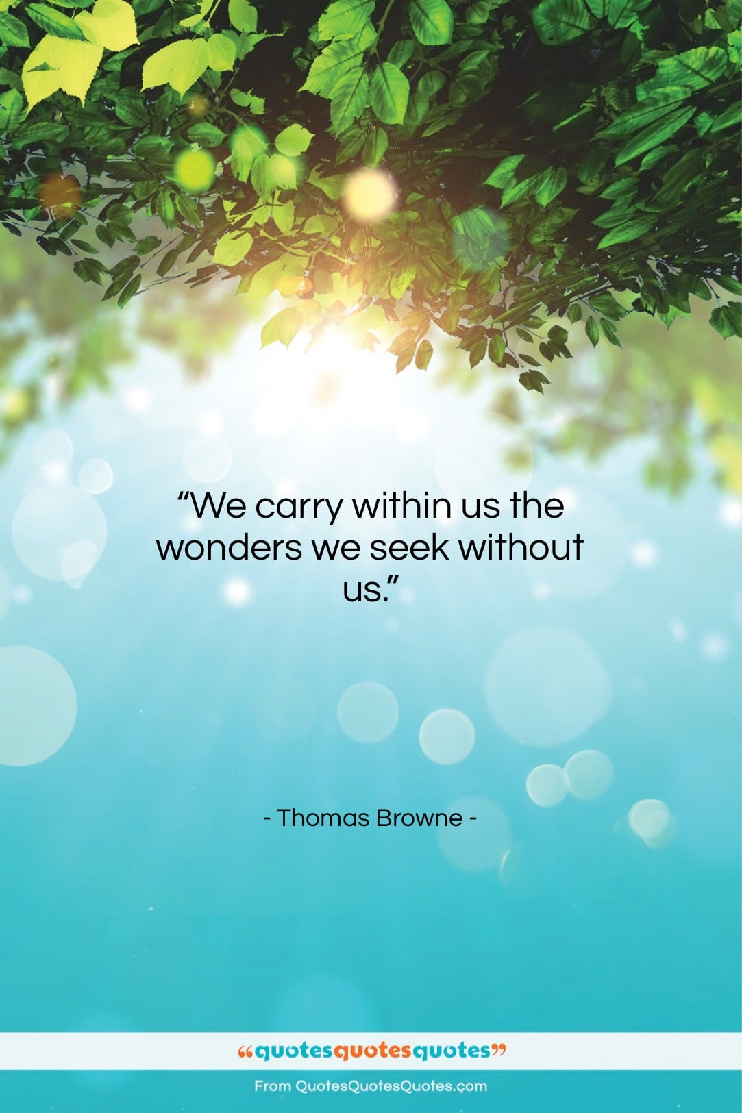 Thomas Browne quote: “We carry within us the wonders we…”- at QuotesQuotesQuotes.com