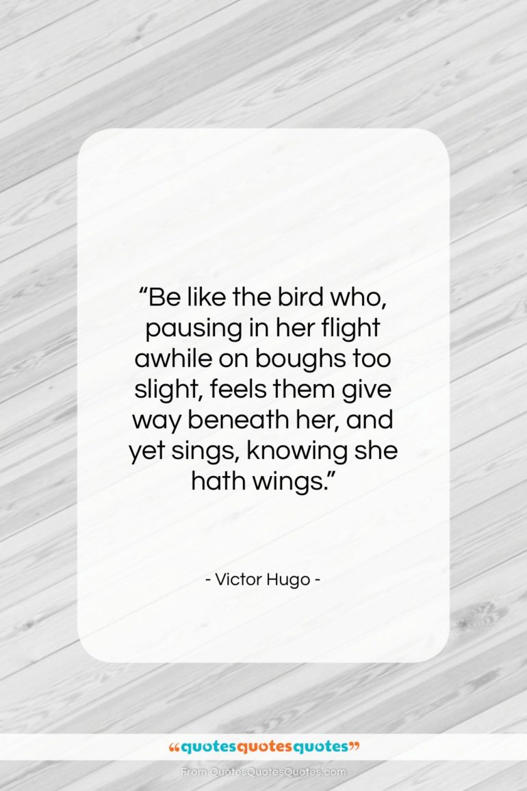 Victor Hugo quote: “Be like the bird who, pausing in…”- at QuotesQuotesQuotes.com