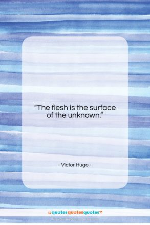 Victor Hugo quote: “The flesh is the surface of the…”- at QuotesQuotesQuotes.com