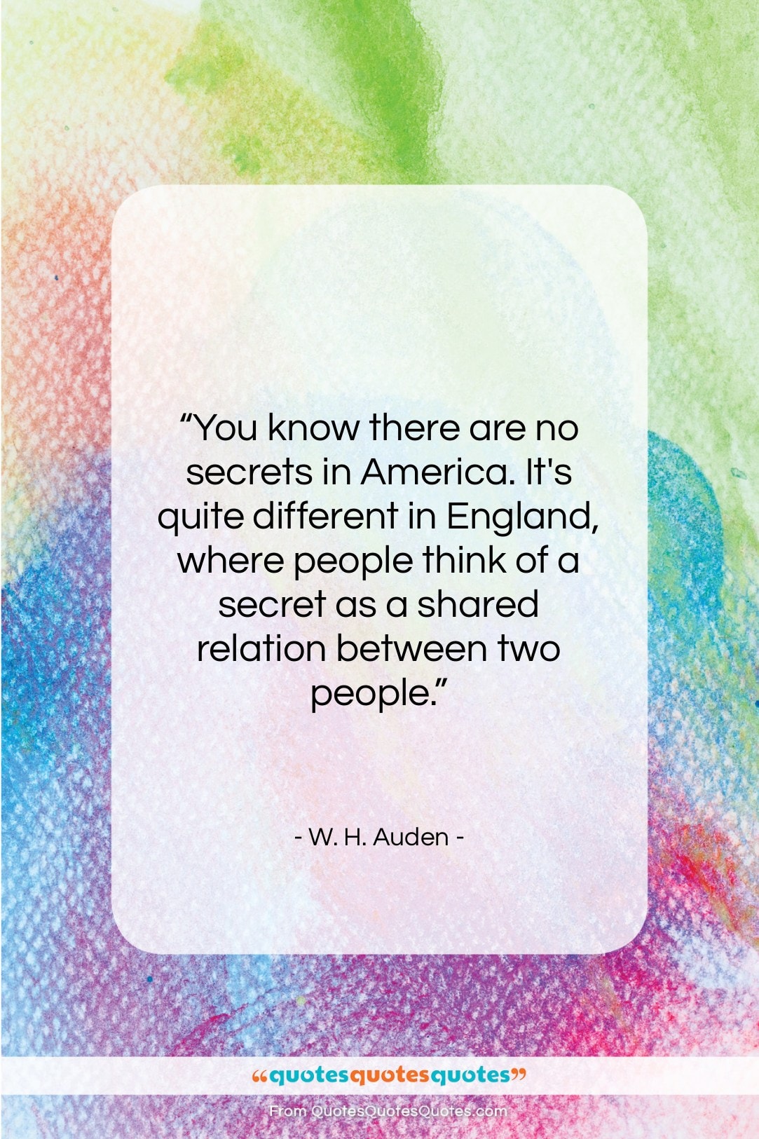W. H. Auden quote: “You know there are no secrets in…”- at QuotesQuotesQuotes.com