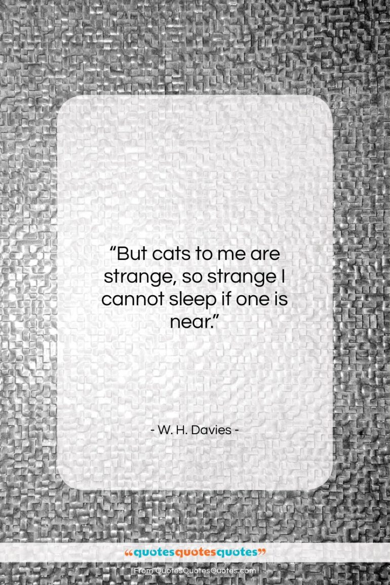 W. H. Davies quote: “But cats to me are strange, so…”- at QuotesQuotesQuotes.com