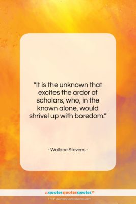Wallace Stevens quote: “It is the unknown that excites the…”- at QuotesQuotesQuotes.com