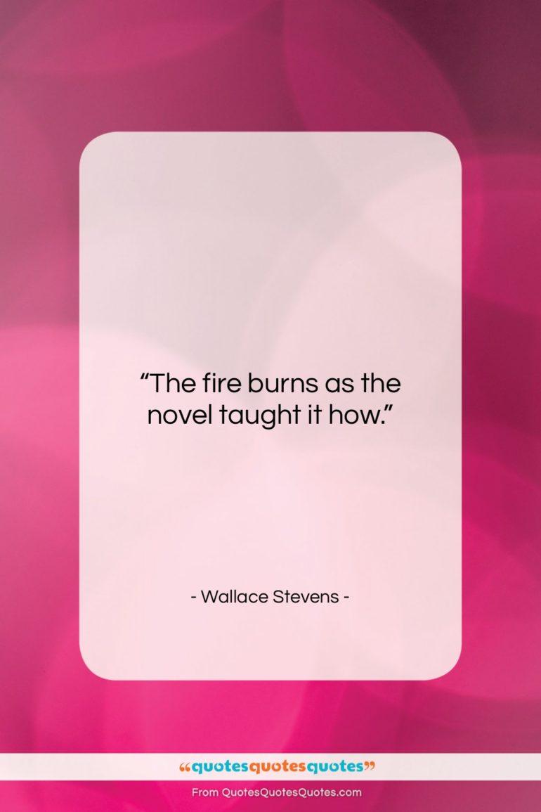 Wallace Stevens quote: “The fire burns as the novel taught…”- at QuotesQuotesQuotes.com