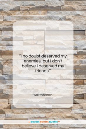 Walt Whitman quote: “I no doubt deserved my enemies, but…”- at QuotesQuotesQuotes.com