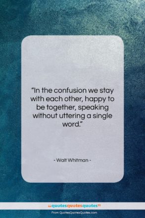 Walt Whitman quote: “In the confusion we stay with each…”- at QuotesQuotesQuotes.com