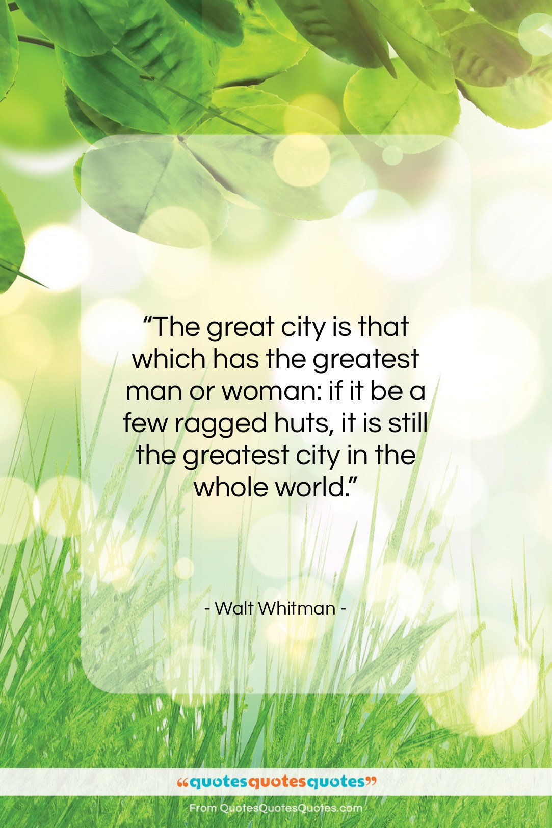 Walt Whitman quote: “The great city is that which has…”- at QuotesQuotesQuotes.com