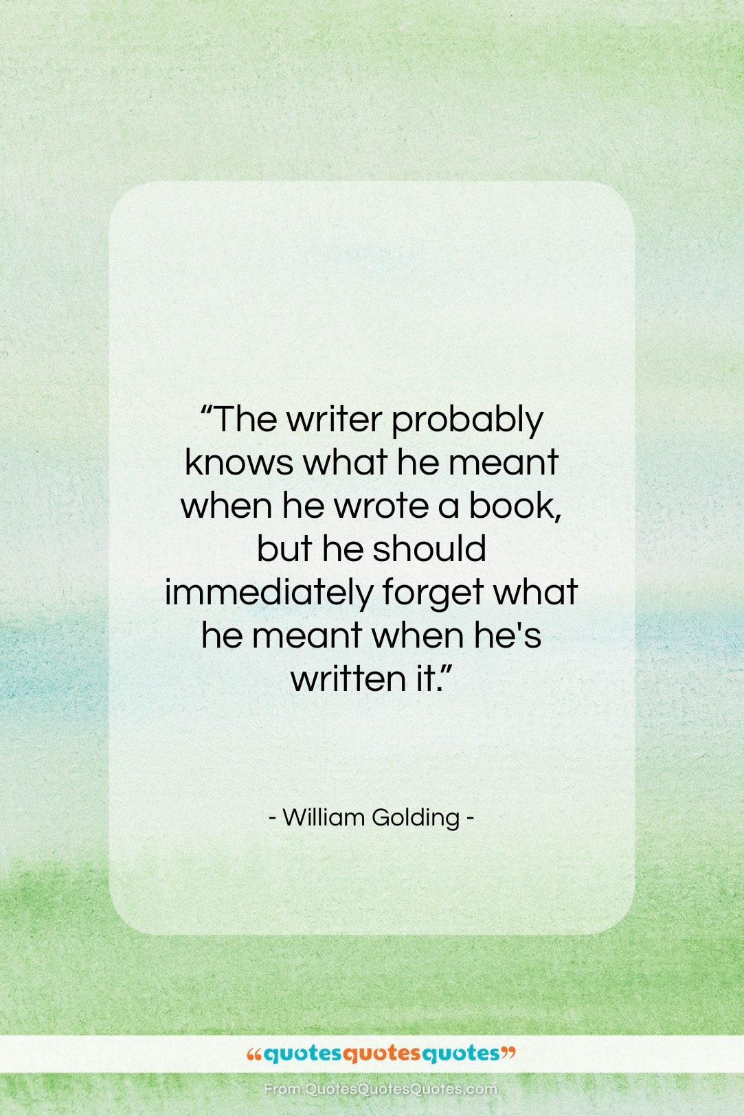 William Golding quote: “The writer probably knows what he meant…”- at QuotesQuotesQuotes.com