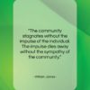 William James quote: “The community stagnates without the impulse of…”- at QuotesQuotesQuotes.com