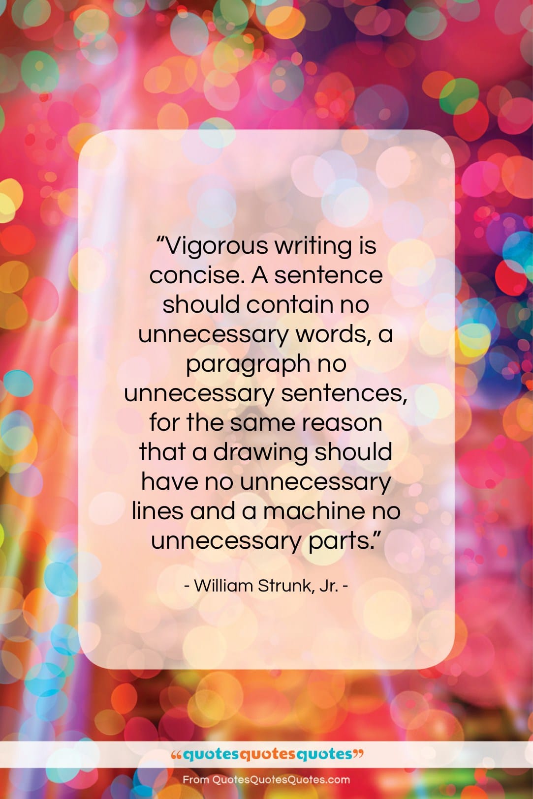 William Strunk, Jr. quote: “Vigorous writing is concise. A sentence should…”- at QuotesQuotesQuotes.com